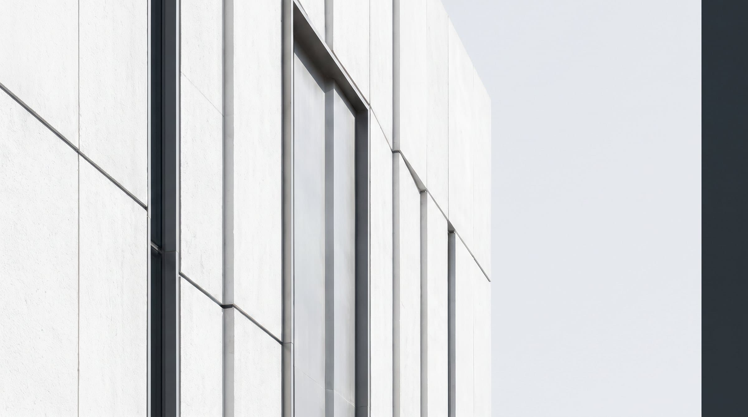 Minimal white stone façade
